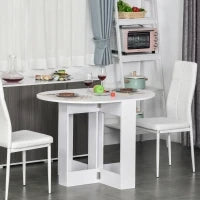 Tavolo Pieghevole da Pranzo a 2 Ribalte, Tavolo da Pranzo Allungabile in Legno Salvaspazio per Cucina e Soggiorno, 104x76x73.7 cm, Bianco