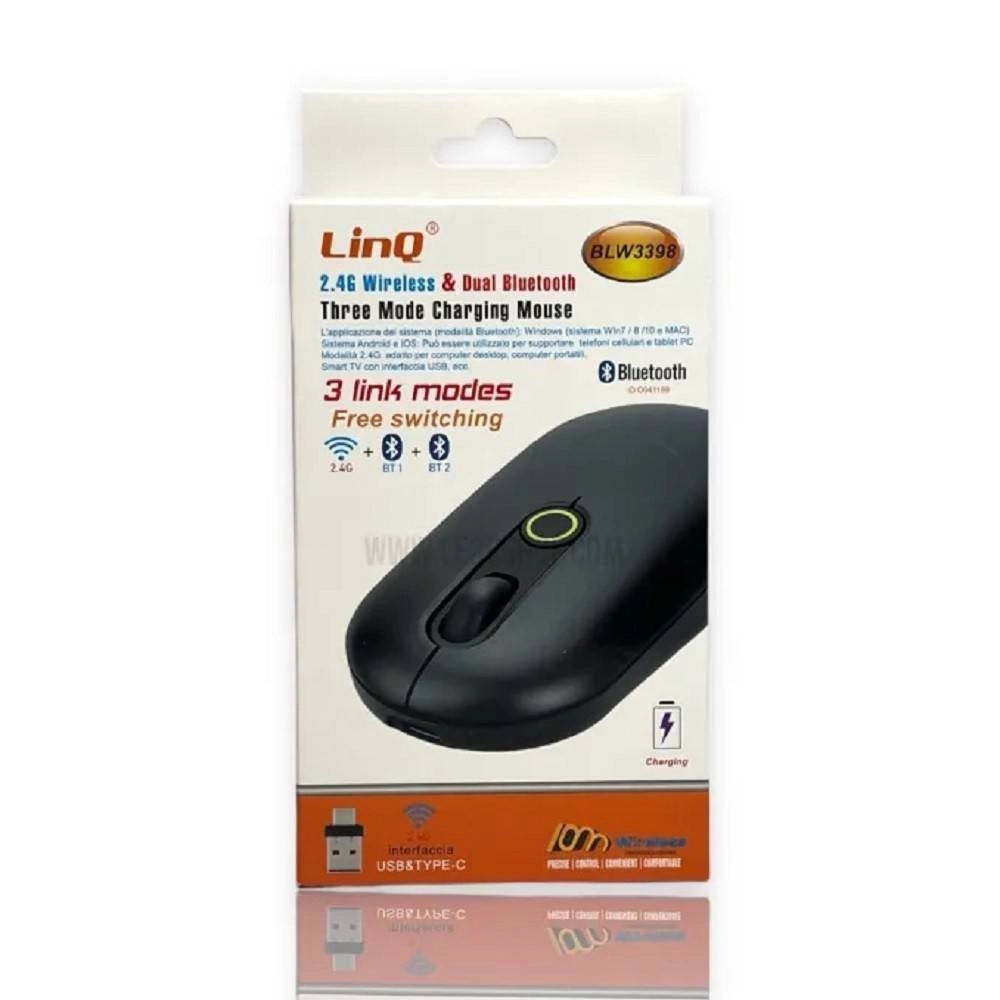 Trade Shop - Mouse Senza Fili Dual-mode Connettività Wireless 2.4ghz & Dual Bluetooth Blw3398 -