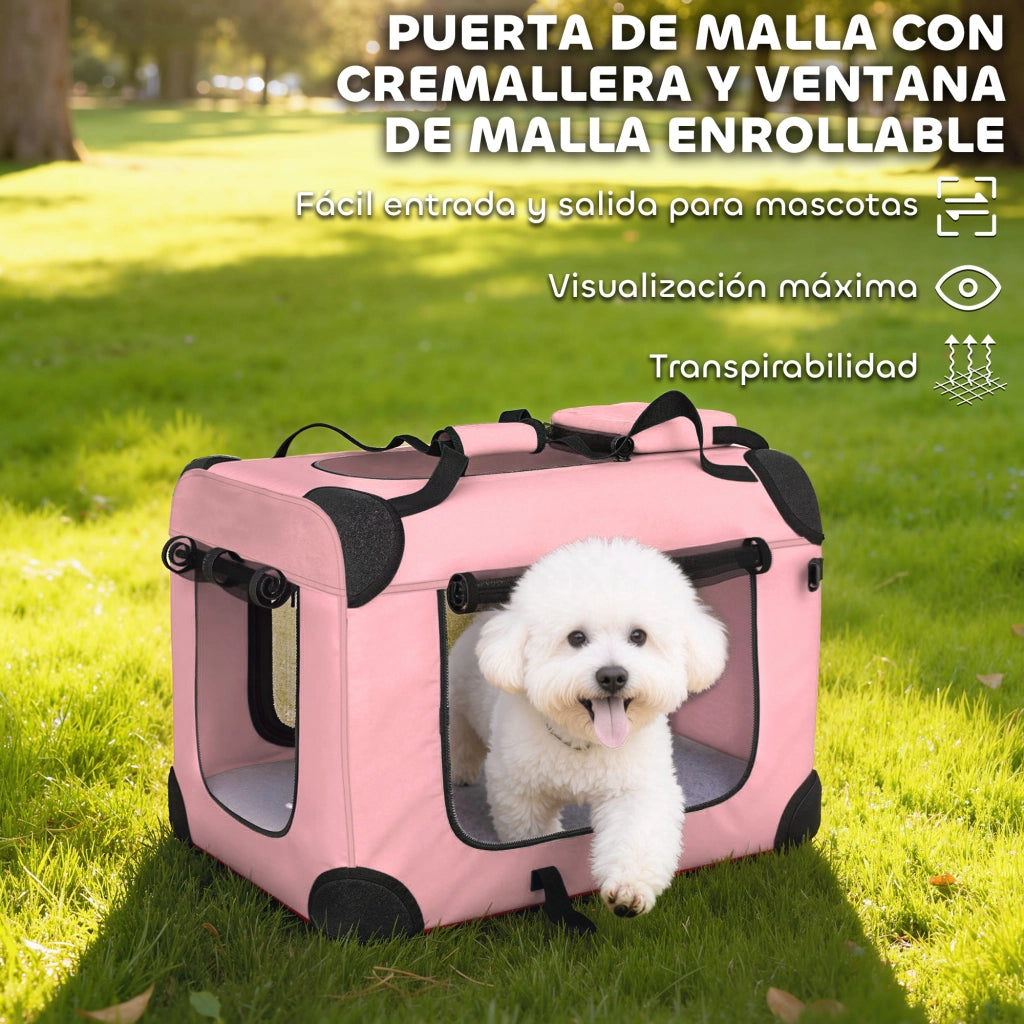 Trasportino per Cani Pieghevole con Cuscino ¨C Zephmum ¨C Rosa 60x41.5x41 cm