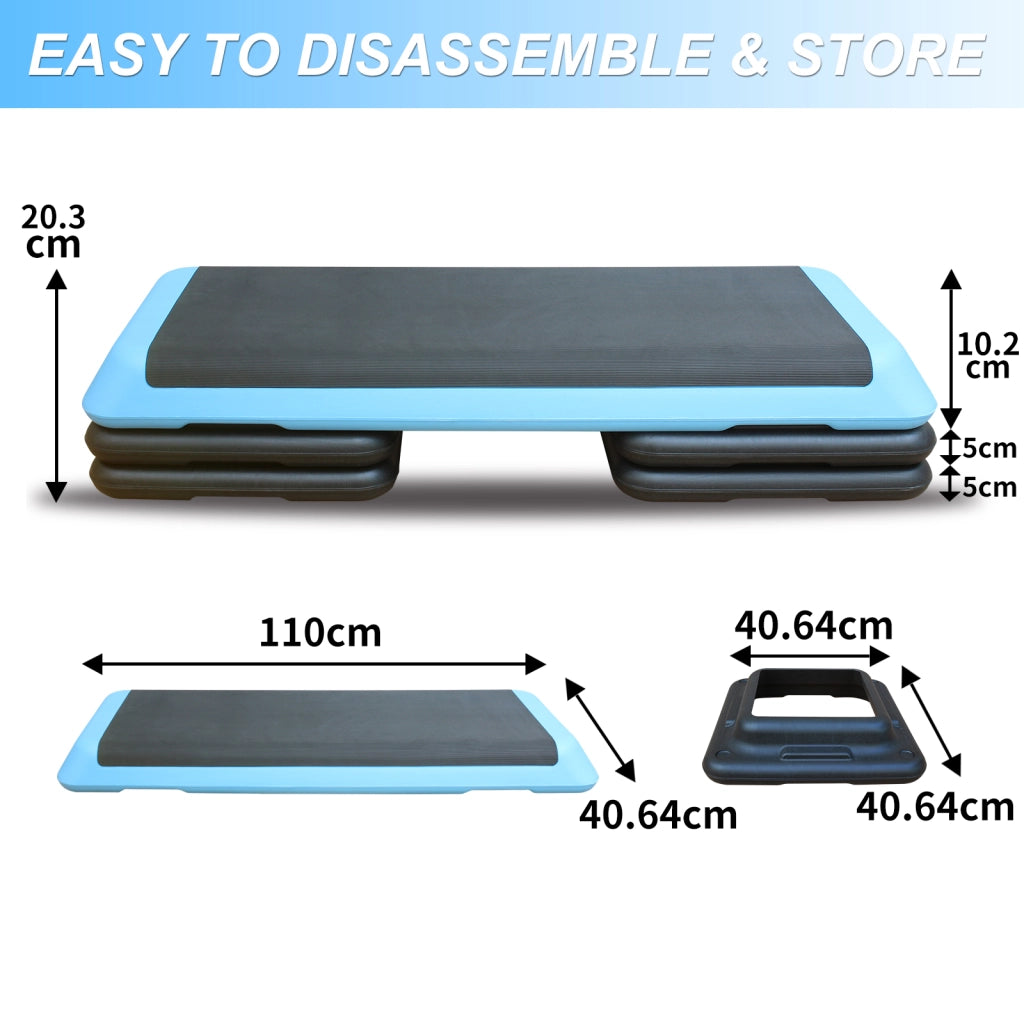 Piattaforma step aerobica ¨C Minimal ¨C 110cm, altezza regolabile, blu