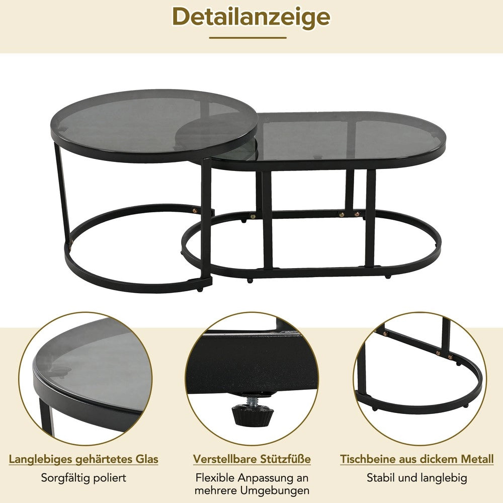 Set Lounge da Giardino 5 Pezzi con Cuscini ¨C Xylo ¨C Corda e Vetro, Grigio