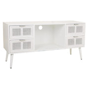 Mobile base in legno bianco e rete 120x42x60h
