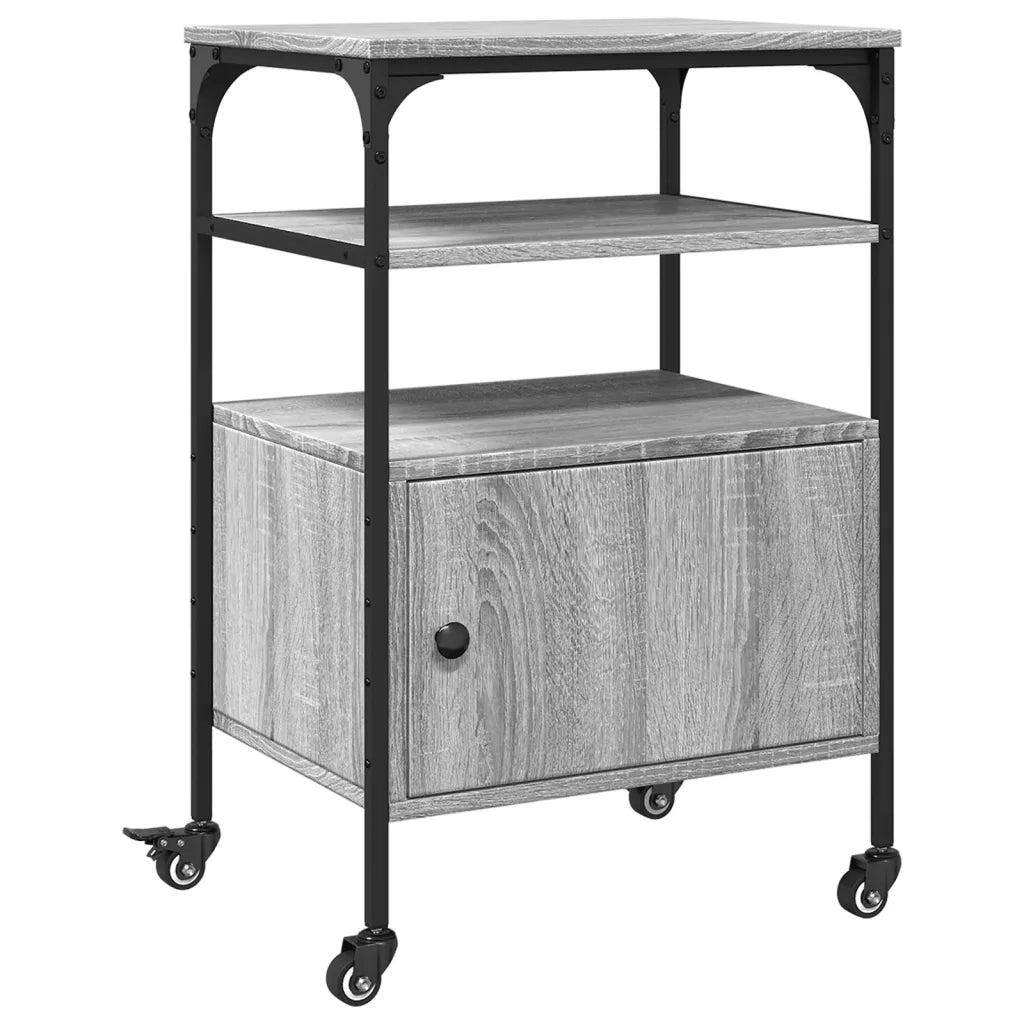 Supporto Stampante 3 Piani Grigio Sonoma 50x40x76cm Multistrato 842294