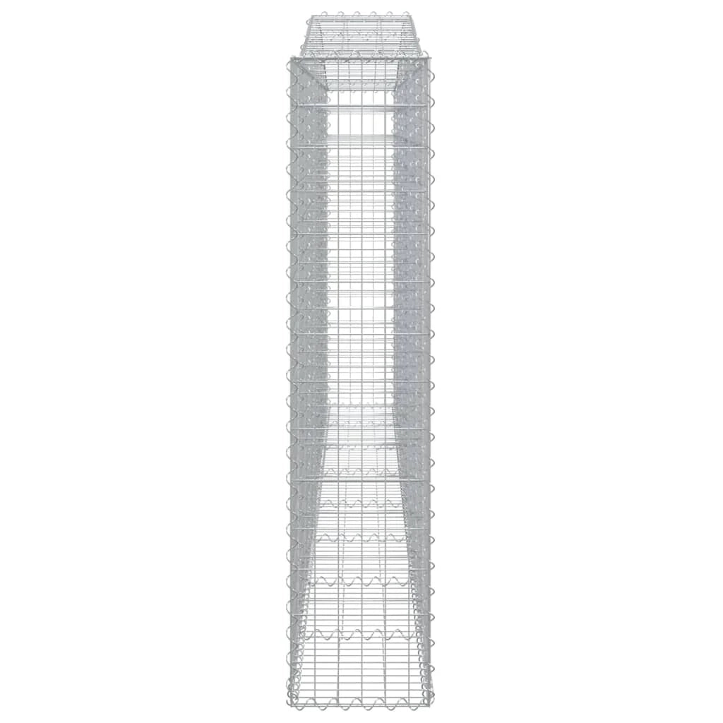 Cesto gabbione recinzione a gabbia muro di contenimento ad arco 400 x 30 x 140/160 cm ferro zincato argento 02_0040073