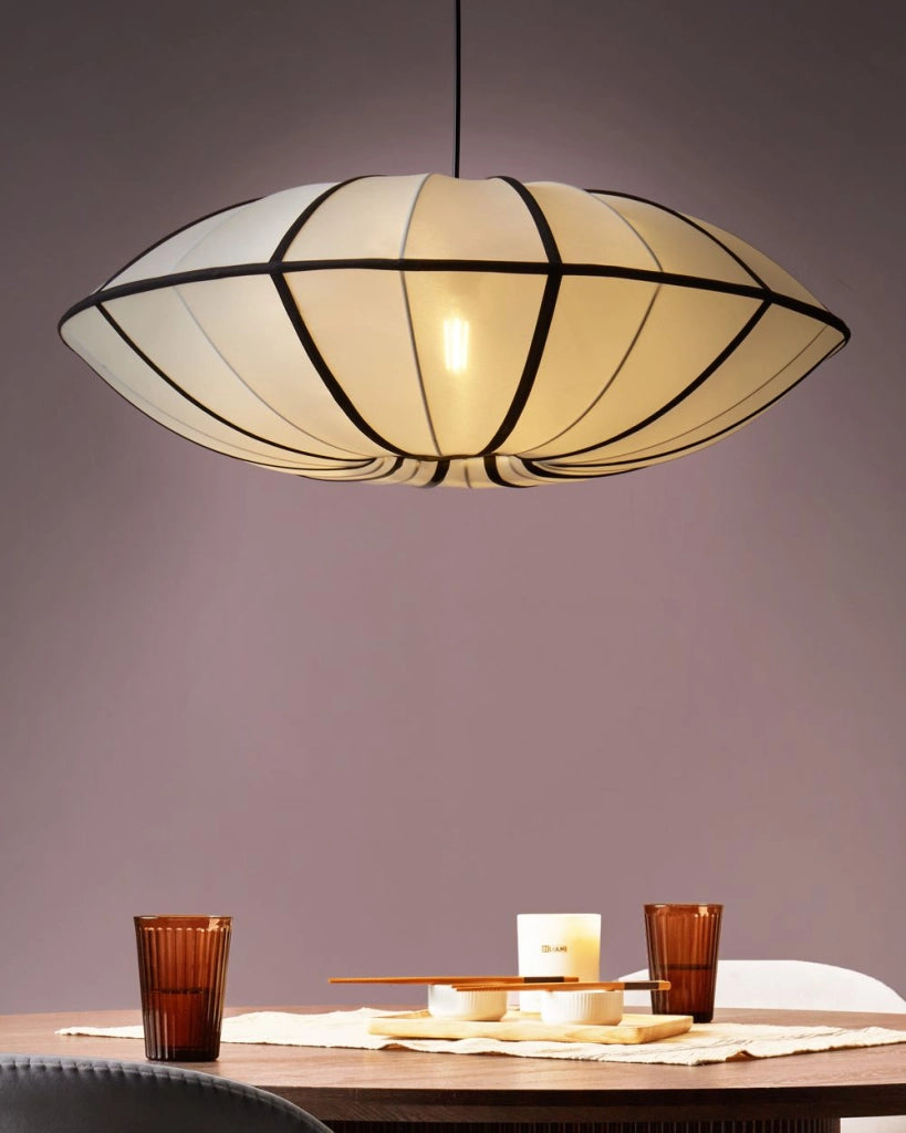 Lampada a sospensione con paralume in nylon bianco Design moderno Luce per il soggiorno