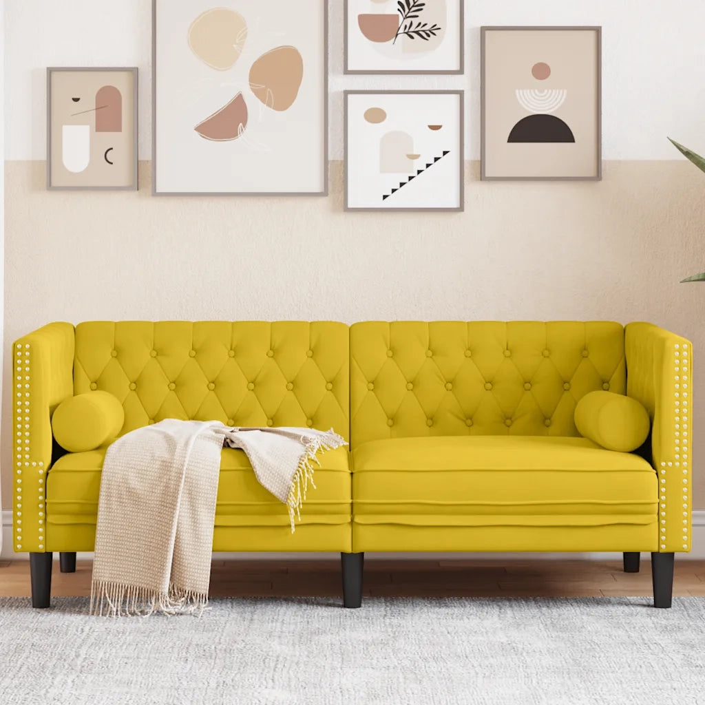 vidaXL Divano Chesterfield con Rinforzi 2 Posti Giallo in Velluto
