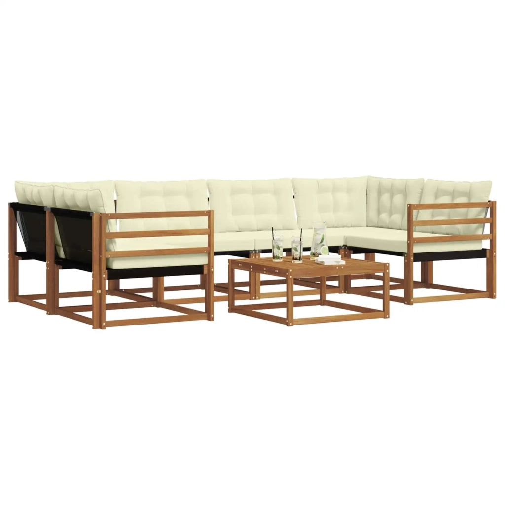 Set di divani da esterno con cuscino 7 pcs Naturale e Crema 3369229