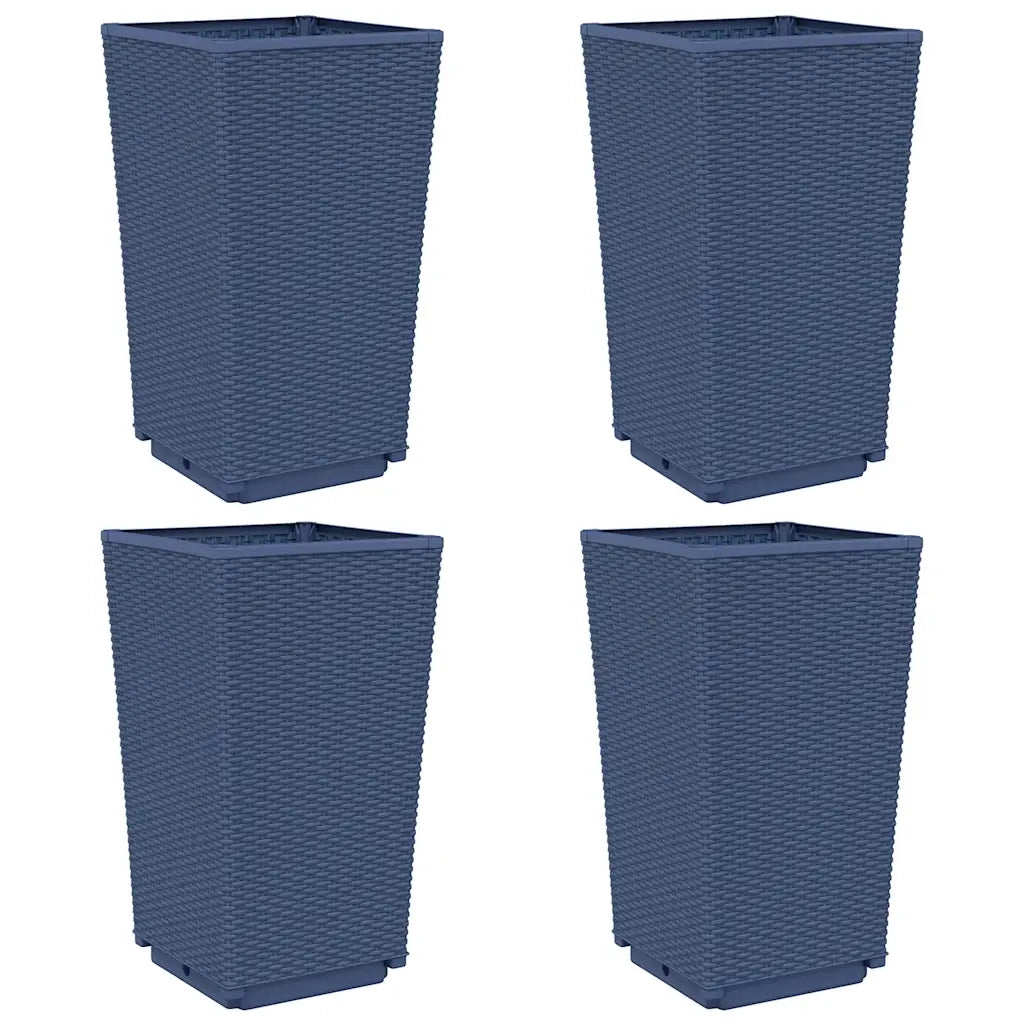 Fioriere da Giardino 4 pz Grigio Blu 32,5x32,5x57 cm in PP 367851