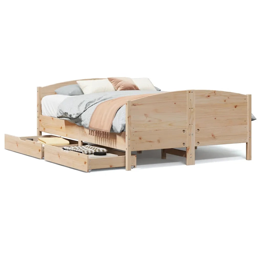 Letto senza Materasso 135x190 cm in Legno Massello di Pino 3301797