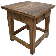 Sgabello con cassetto in legno con finitura artigianale marrone 25x25x29 h cm