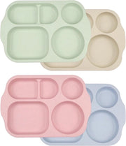 Tavolo da Pranzo - 4 Banchi Divisibili - Piatti in Plastica Resistenti - 5 Compartimenti - Adatto per Bambini e Adulti