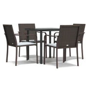 Set Pranzo da Giardino 5pz | Set Salotto da Giardino con Cuscini in Polyrattan e Acciaio