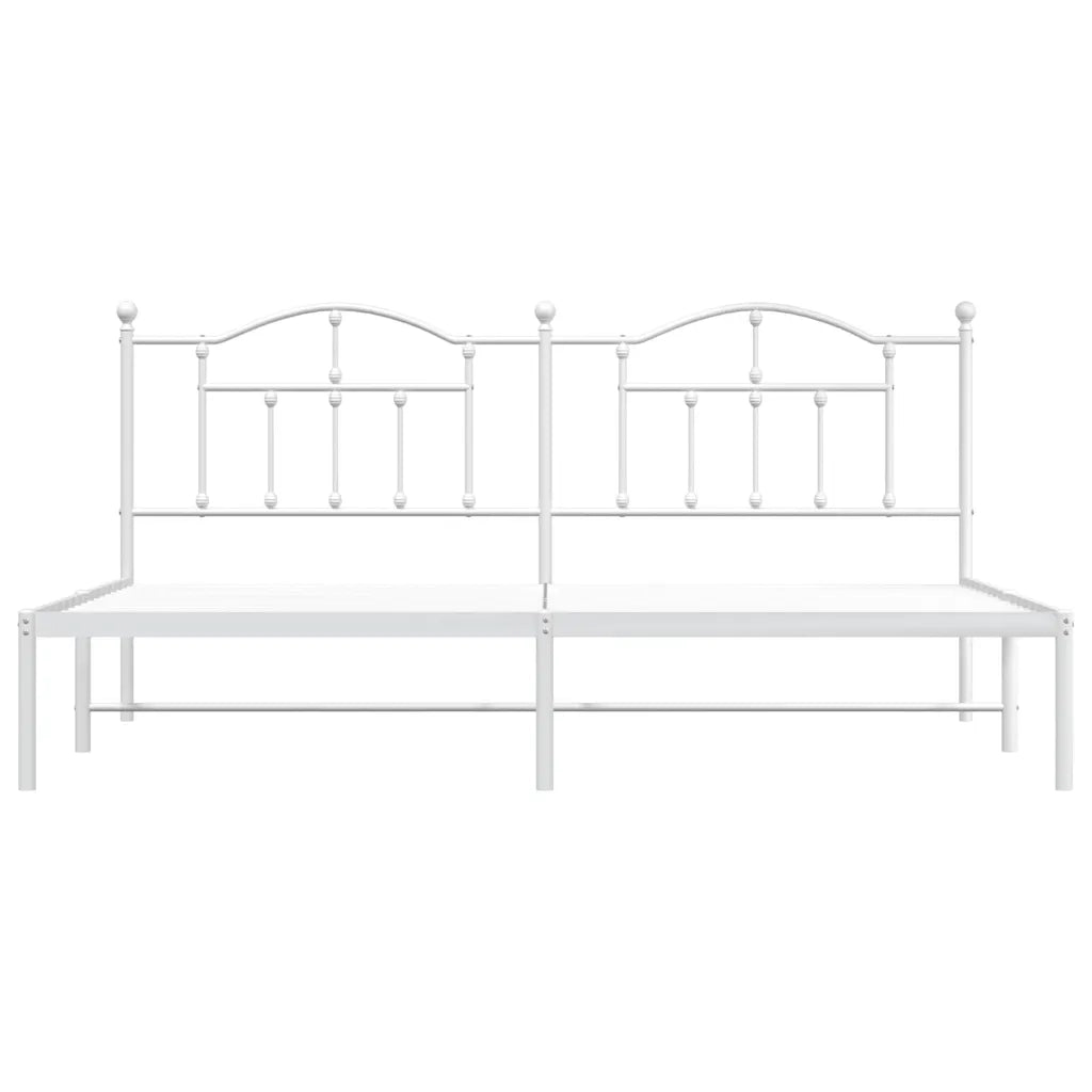 Giroletto con Testiera-Struttura Letto con testiera Metallo Bianco 200x200 cm 378909