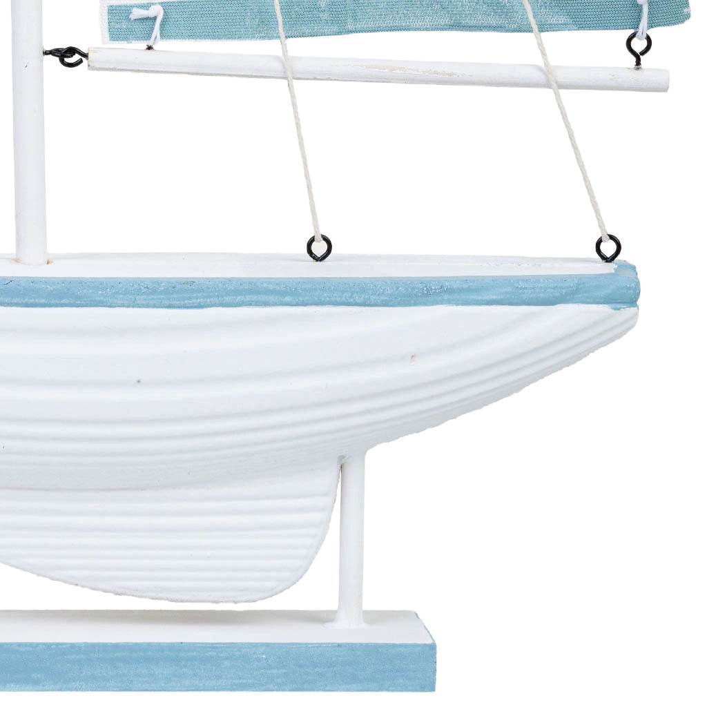 Figura decorativa a forma di barca in legno blu 31x5x56h cm