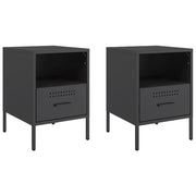 Set di 2 Comodini | Armadio da Notte | Mobiletto da notte Nero 36x39x50,5 cm in Acciaio