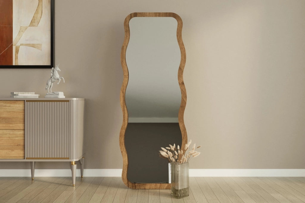 Bissone, Specchio Forma Rettangolare, 50x160h cm Marrone Rovere Scuro