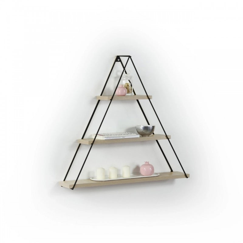 Libreria muro triangolare bacheca piramide rovere nero cm 74 x 13 x 61 h EFFEZ