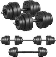 SONGMICS Manubri 2 in 1, Set di Bilanciere Corto, con Tubo di Collegamento in Acciaio, Allenamento, Fitness, Sollevamento Pesi per Casa, Palestra