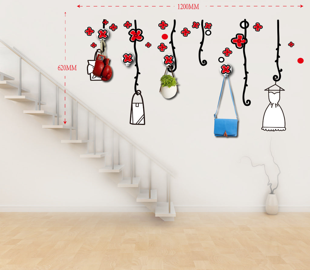 Sticker da Muro Flower con Appendini 120x62 cm Plastica