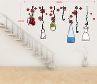 Sticker da Muro Flower con Appendini 120x62 cm Plastica