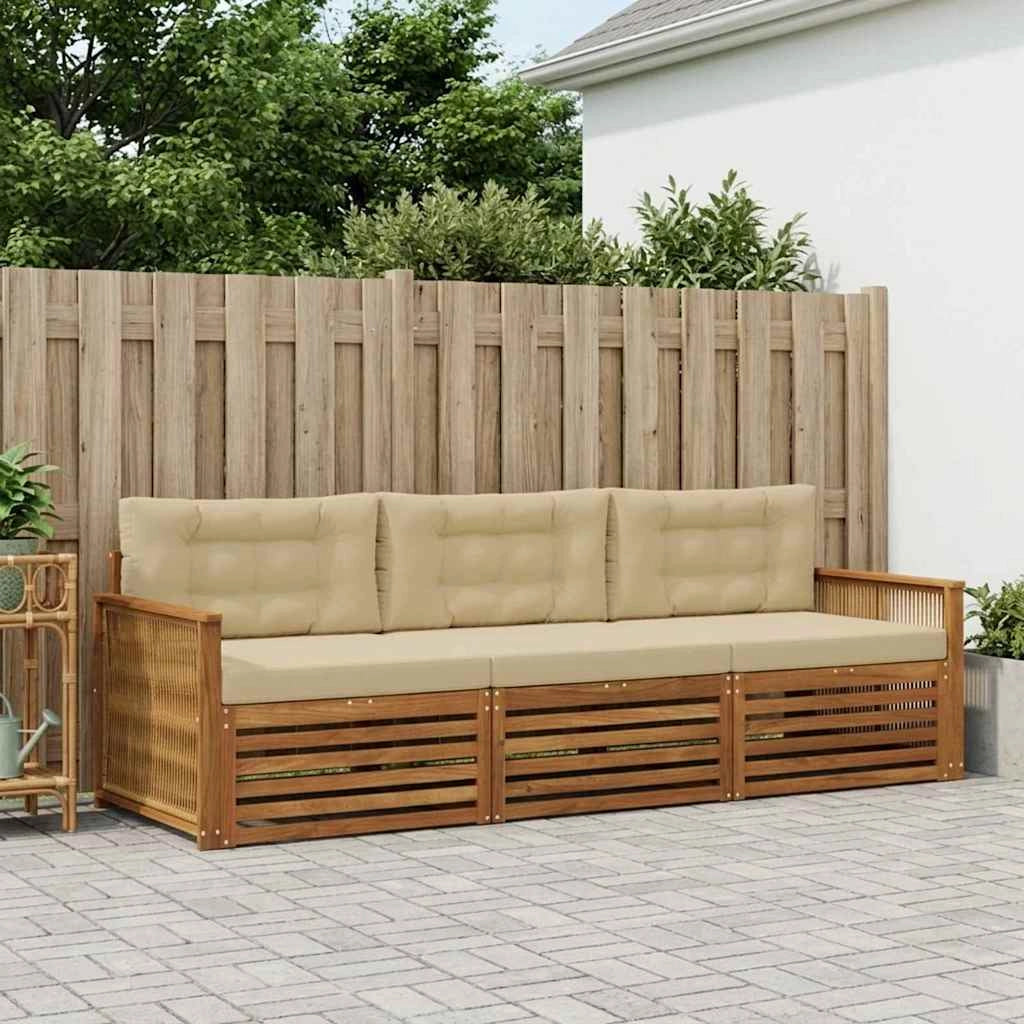 Set di divani da esterno 3 pz Naturale e Beige 3382971