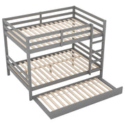 Letto a castello 140×200 cm; letto 3 posti con letto estraibile e scala; senza materasso; grigio