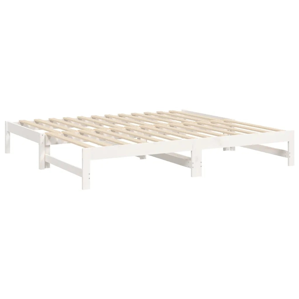 Dormeuse Estraibile Bianca 2x(75x190) cm Legno Massello di Pino