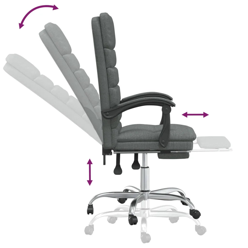 Sedia da Ufficio Massaggio Reclinabile Grigio Scuro in Tessuto 349726