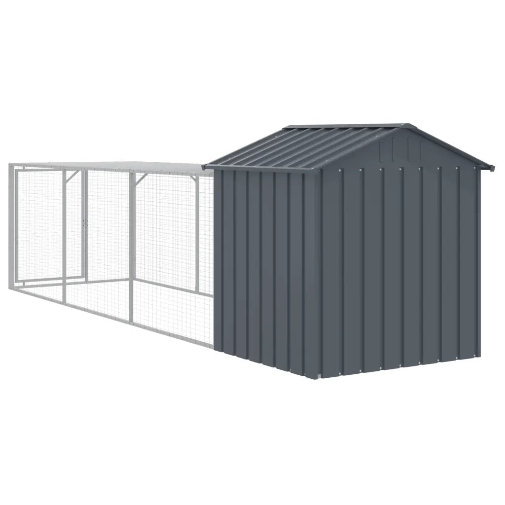 Pollaio con Area Corsa Antracite 117x405x123 cm Acciaio Zincato 3189069