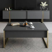 Mornasco, set Mobili da Soggiorno Modulabile, Nero Antracite
