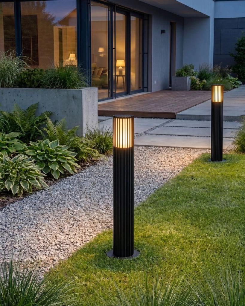 Set di 2 lampioncini da esterno neri in alluminio 50 cm per vialetti, design moderno