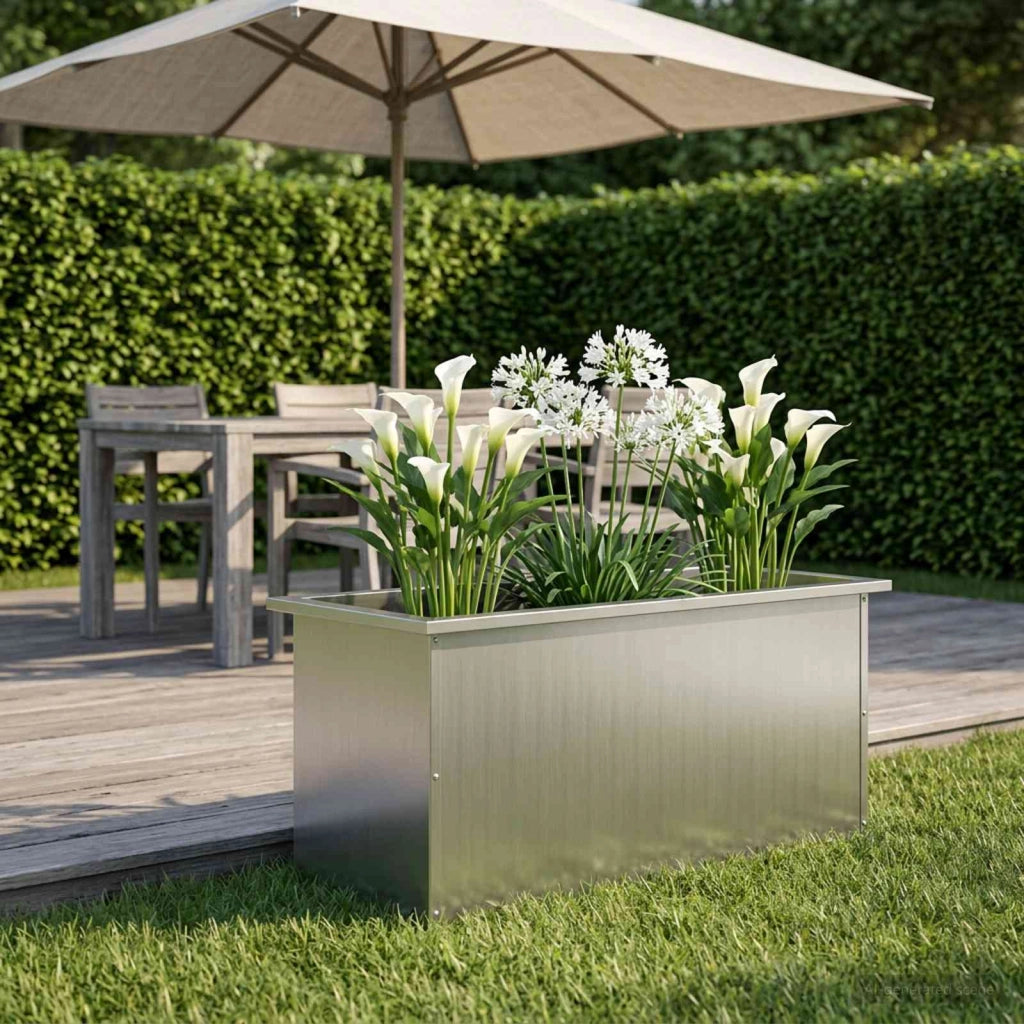Fioriera da giardino con LED Argento 40 x 100 x 40 cm 8008178