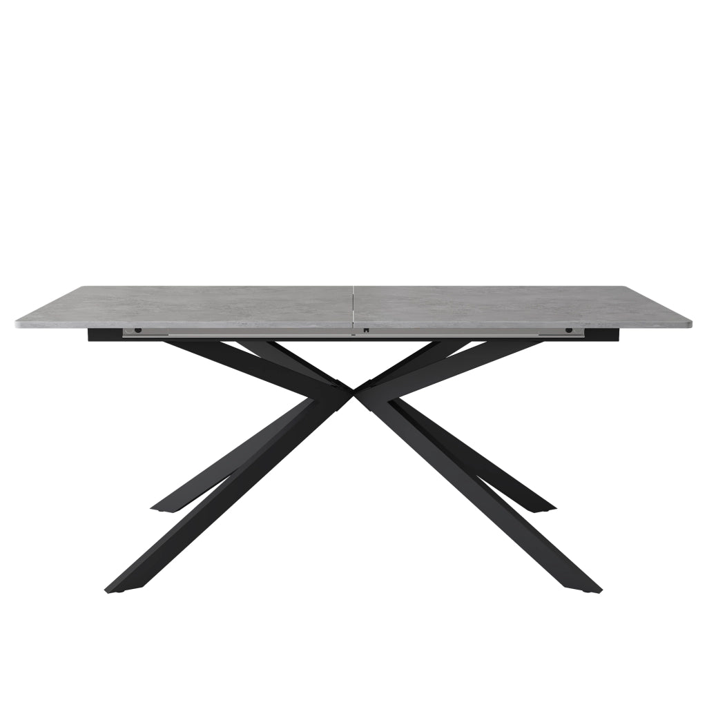 Tavolo da pranzo allungabile con gambe incrociate, effetto cemento, in MDF, per sala da pranzo, nero grigio
