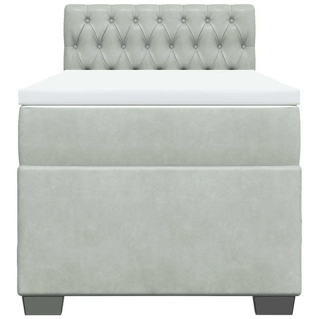 Giroletto a Molle con Materasso Grigio Chiaro 80x200 cm Velluto