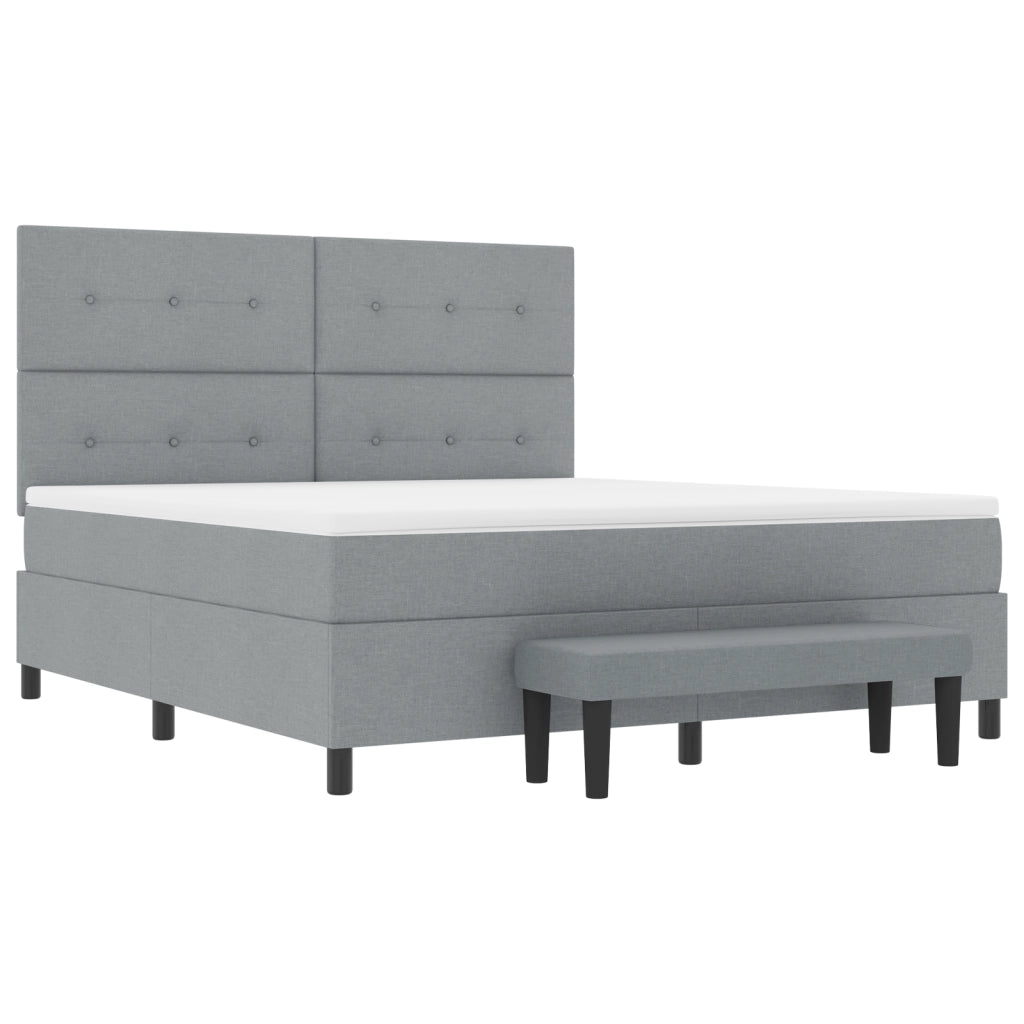 Letto con Box Spring con Materasso & Panchina Grigio Chiaro 180x200 cm Tessuto