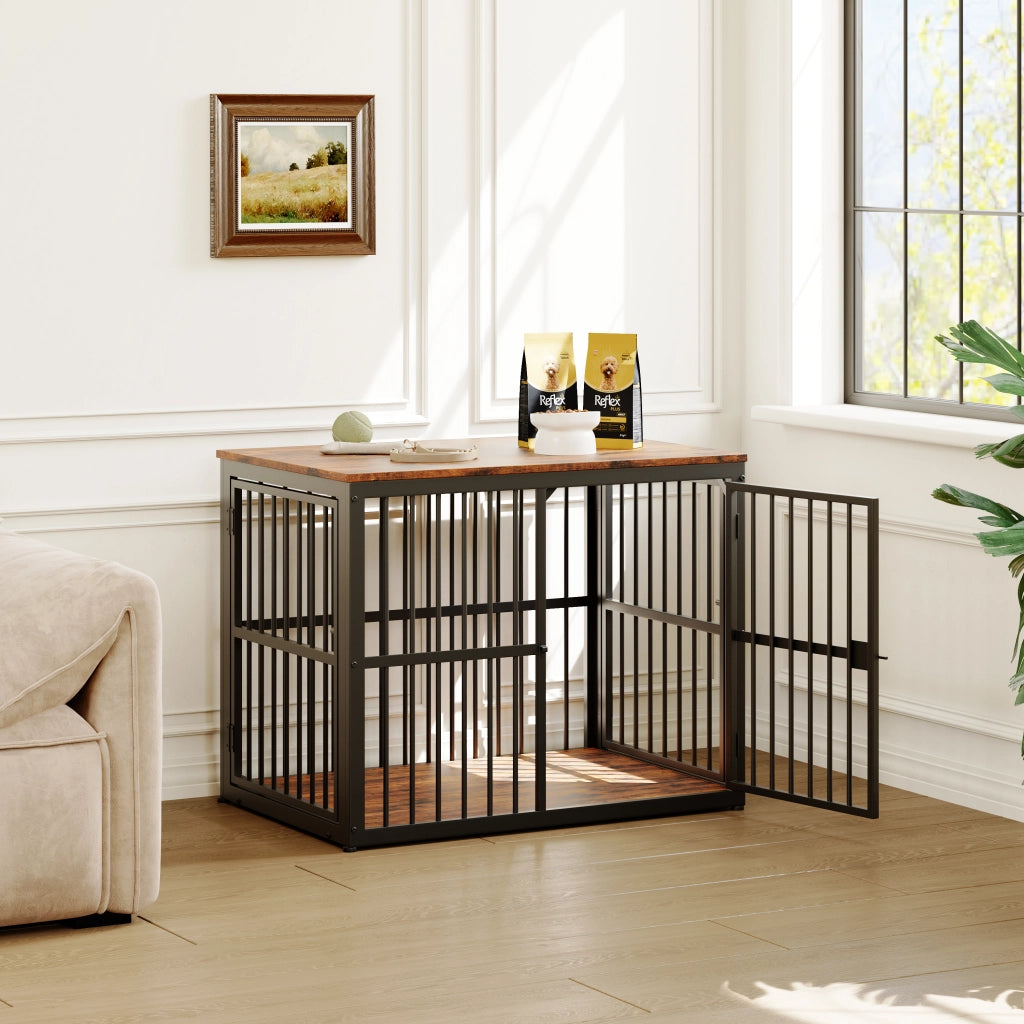 GABBIA CANE Arredo 84x56x66 cm 3 porte Nero/Marrone
