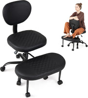 Sedia Ergonomica Posturale con Poggiapiedi, Altezza Regolabile | Poltrona Imbottita con Ruote e Schienale Ergonomico, per Lavoro Ufficio Studio, Portata 115 kg