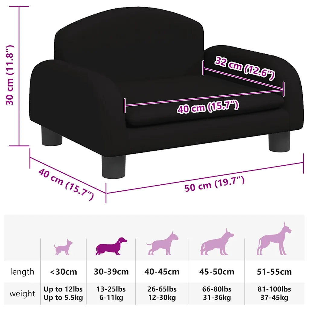 Lettino per Cani Nero 50x40x30 cm in Tessuto 171975