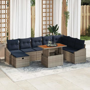 Set Divano da Giardino 9 pcs Grigio polyrattan