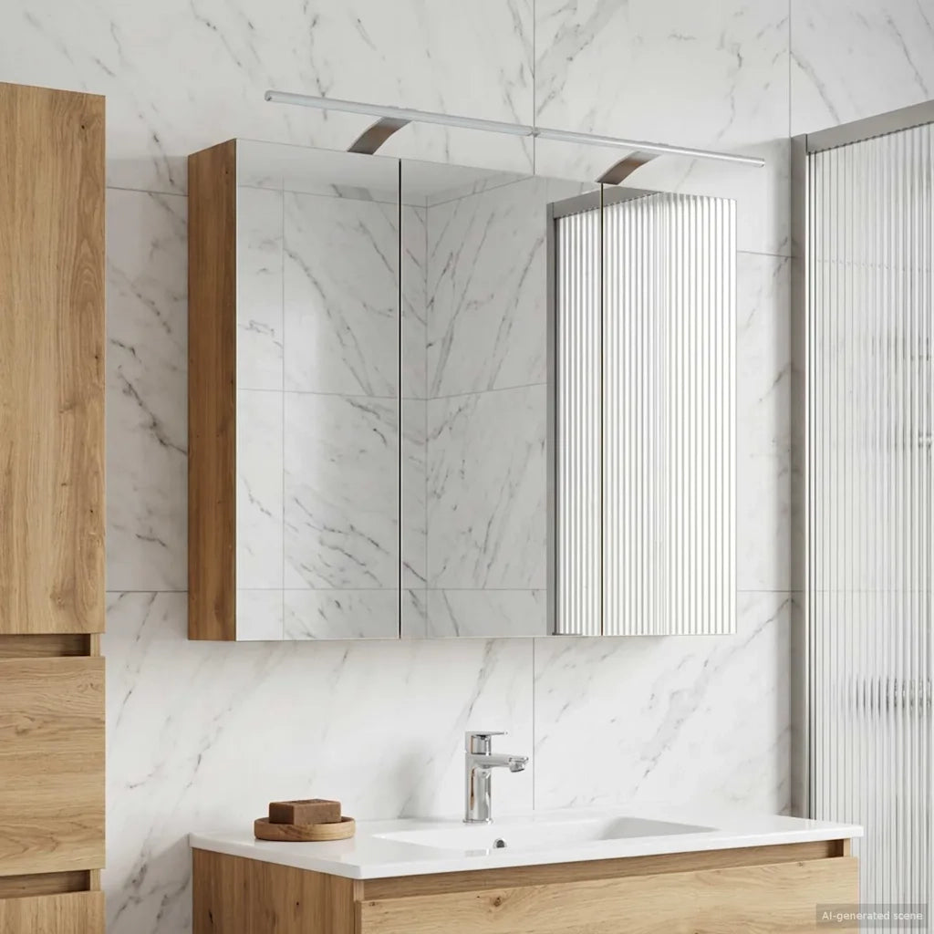 Mobiletto per specchio da bagno con porta Rovere Artigianale