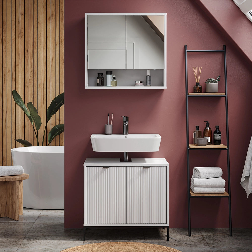 Vicco Specchio contenitore bagno Bianco 70 x 65 cm con 2 porte
