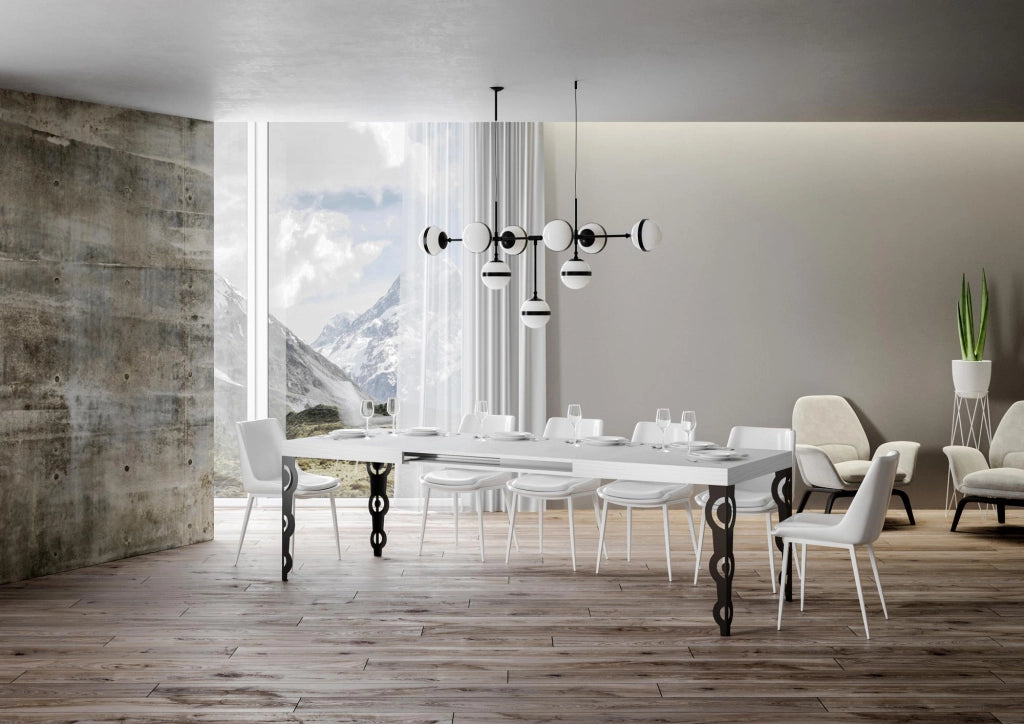 Tavolo allungabile 90x130/234 cm Karayan Bianco Frassino telaio Antracite
