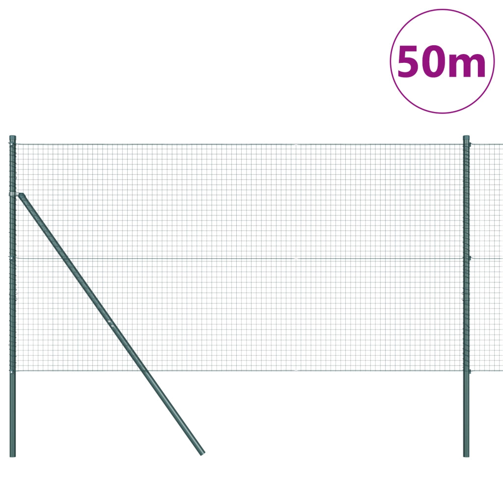 Recinzione in Rete Saldato con 13 Post Verde 1.4x50 m Acciaio
