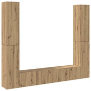Mobili TV a Parete 6 pz | Armadietto TV | Mobile Porta TV Rovere Artigianale Legno Multistrato