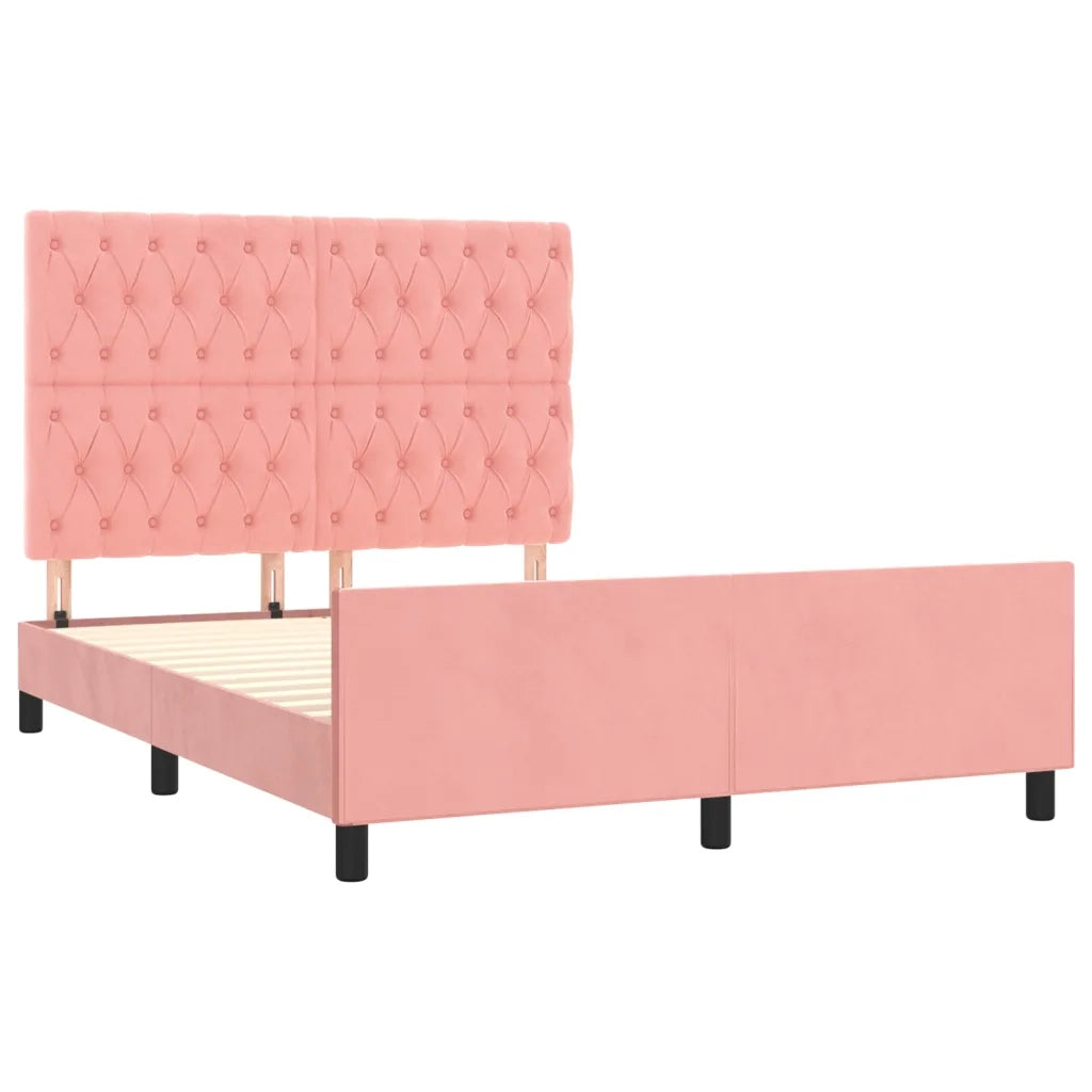 Giroletto con Testiera Rosa 140x200 cm in Velluto 3125945