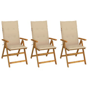 Sedie da Giardino Pieghevoli 3 pz con Cuscini Acacia Massello cod mxl 19703