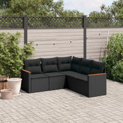 Set Divani da Giardino 5 pz con Cuscini in Polyrattan Nero 3258359