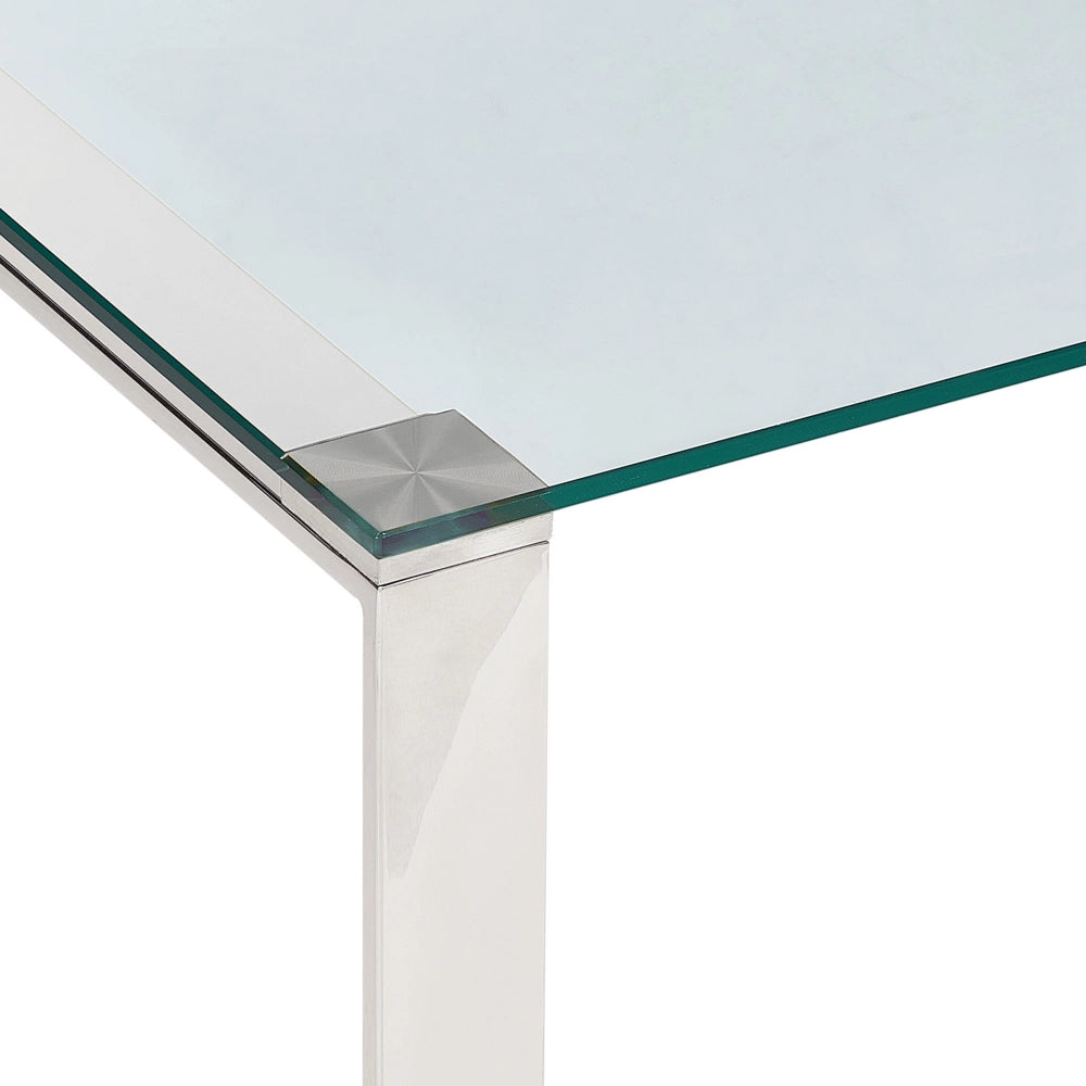 Tavolino in vetro temperato trasparente placcato in acciaio 100 x 50 cm stile moderno soggiorno
