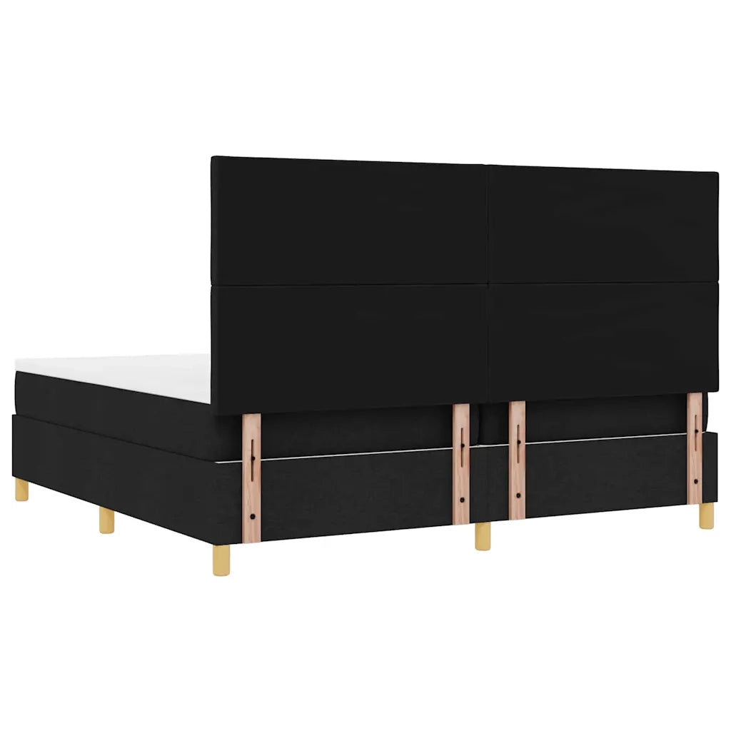 Letto a molle con materasso Nero 200 x 200 cm Tessuto