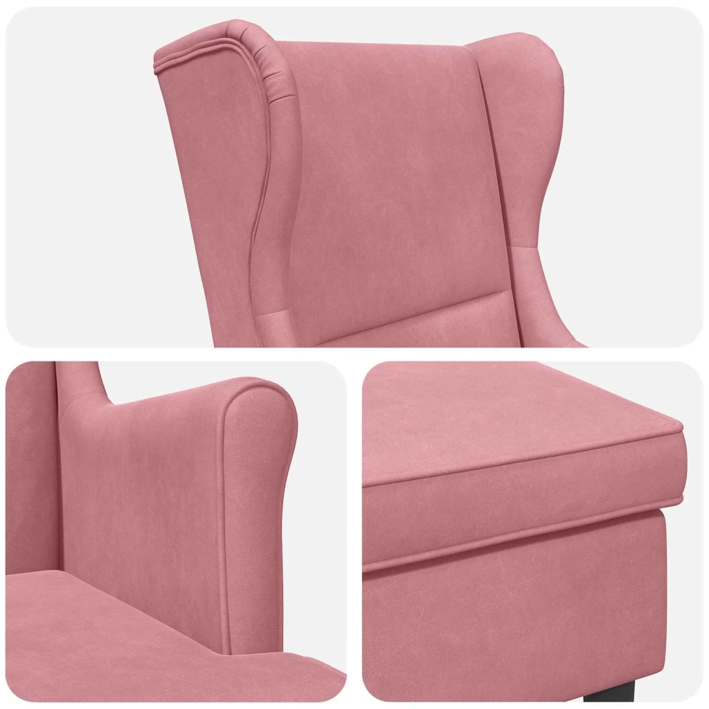 Poltrona con Ottomano 2 pz Rosa Velluto 3418818